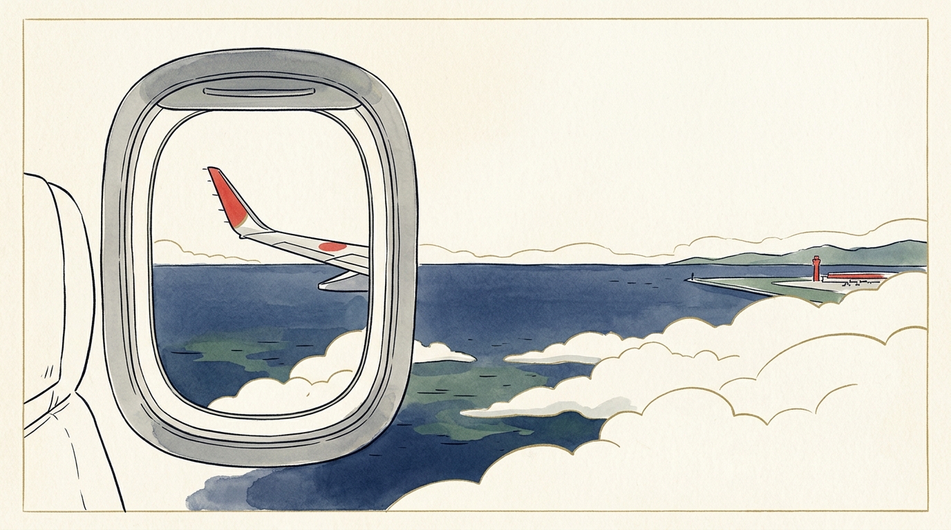 關西機場出發・機翼與雲海的窗景